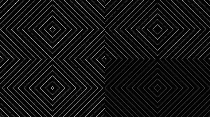 抽象方形时尚黑白波浪动画背景4k