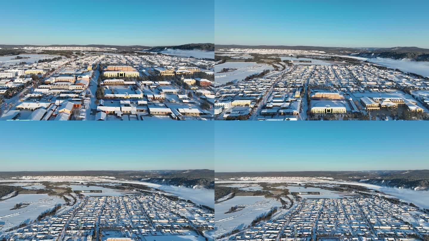 漠河 北极村 雪景 中国漠河  雾凇村庄