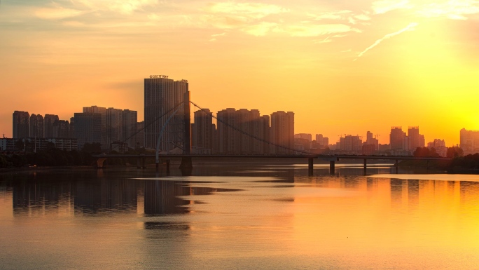 城市高楼大气日出