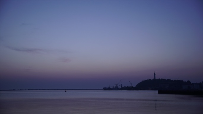 山东烟台海上日出 灯塔 延时