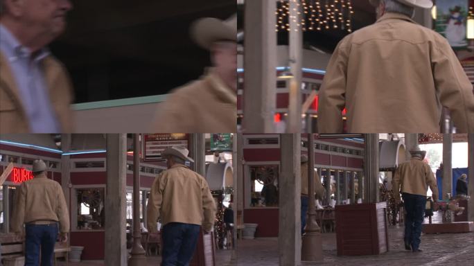 美国牛仔小镇购物中心 穿牛仔服的男人