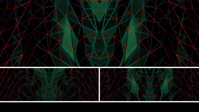 【宽屏时尚背景】红绿炫酷分割线条几何镜像