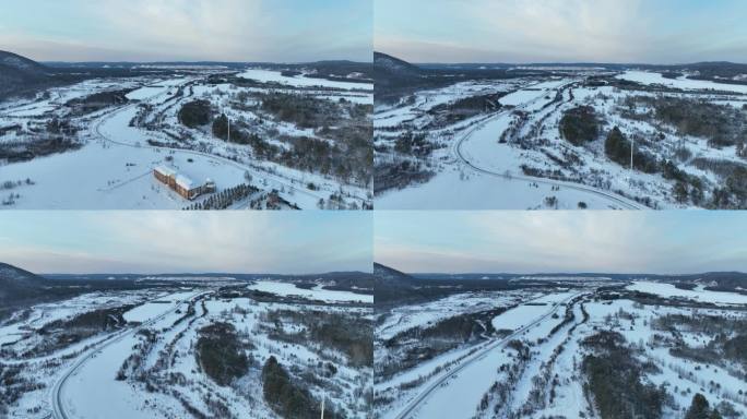 漠河 北极村 雪景 中国漠河  雾凇村庄