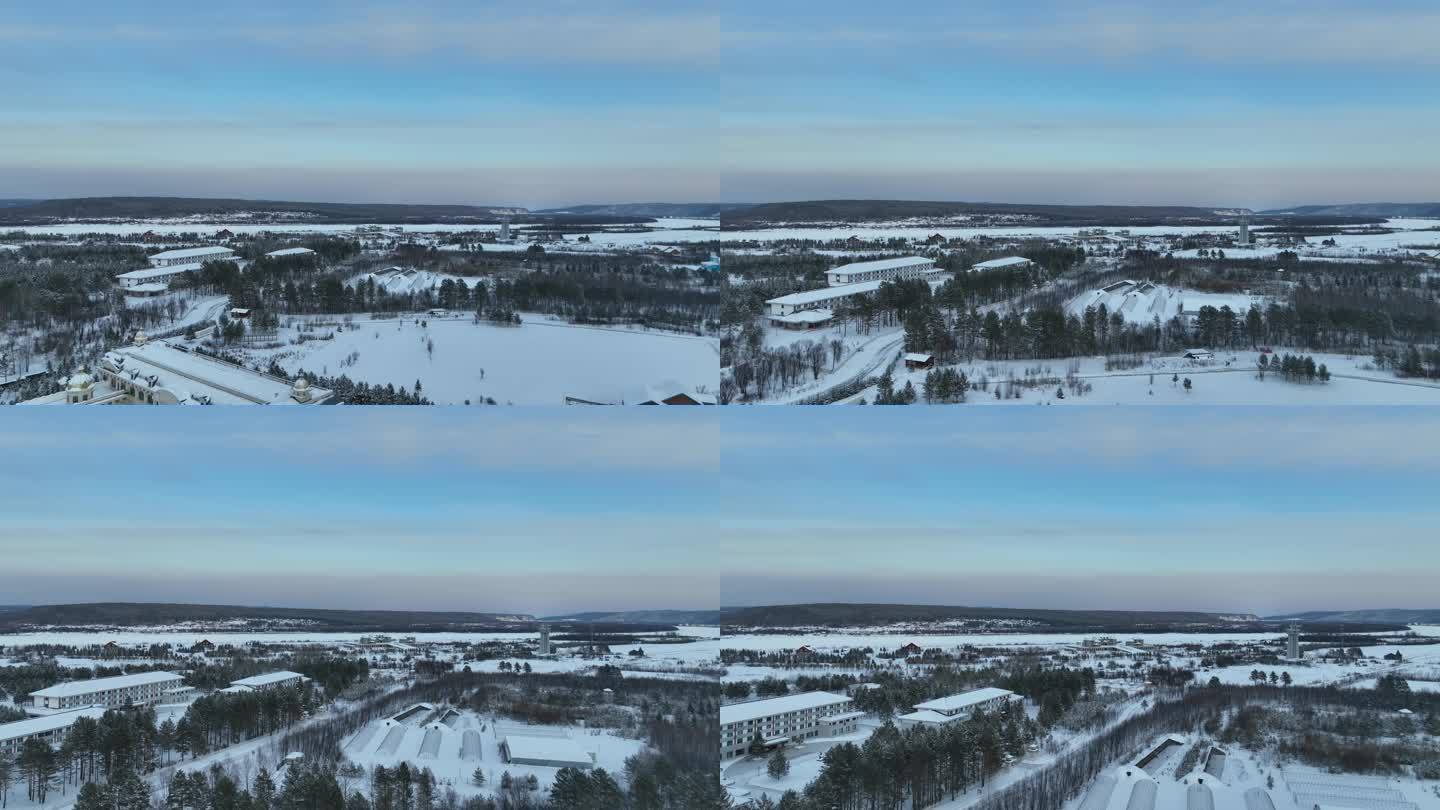 漠河 北极村 雪景 中国漠河  雾凇村庄