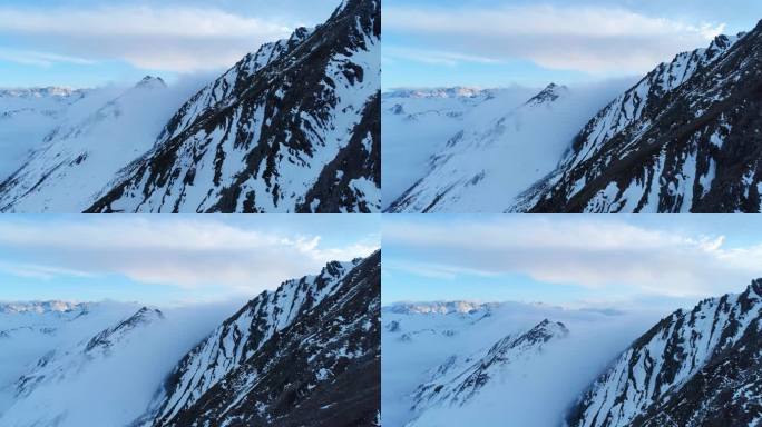 雪山航拍风景巴郎山云海仙境