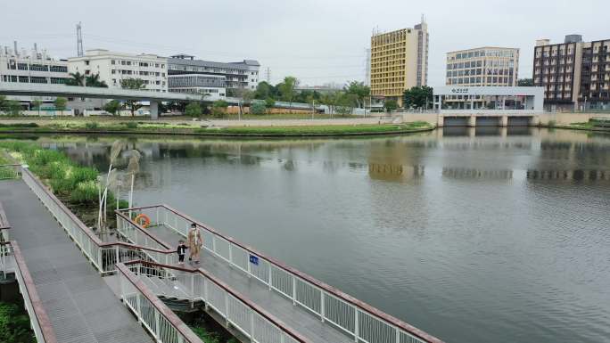 深圳沙井蚝乡湖公园航拍