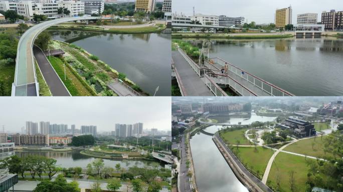 深圳沙井蚝乡湖公园航拍