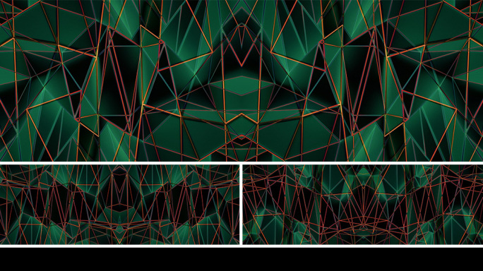 【宽屏时尚背景】黑绿炫酷分割线条几何镜像