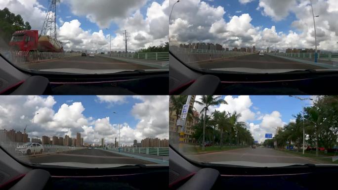 驾驶室视角城市穿梭移动延时视频