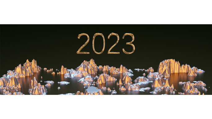【宽屏时尚背景】2023新年黑金山水国潮