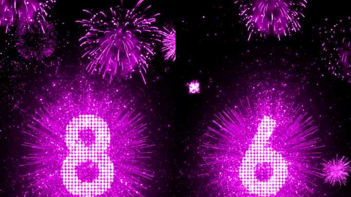 粉紫色烟花粒子爆炸倒计时竖屏