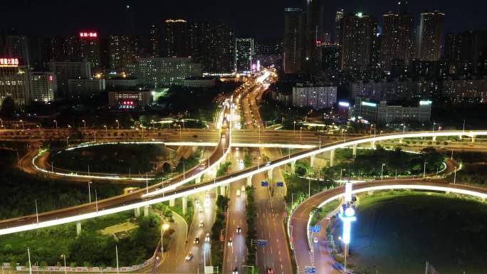 立交桥夜景航拍延时