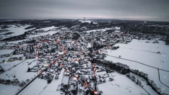 冬季的德国村庄-空中拍摄