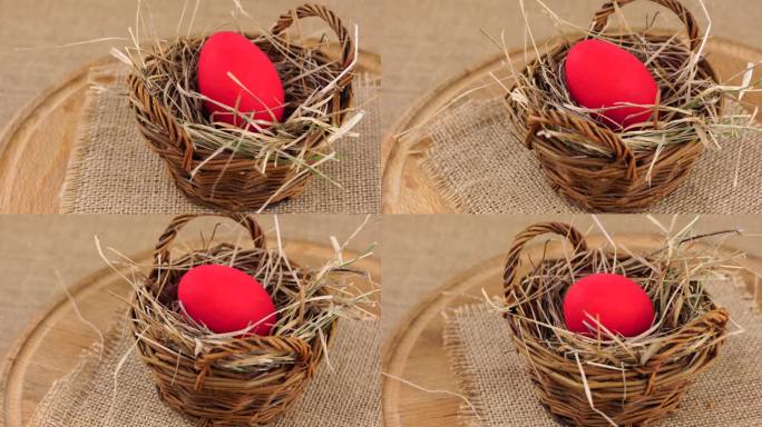 篮子里的红色复活节蛋