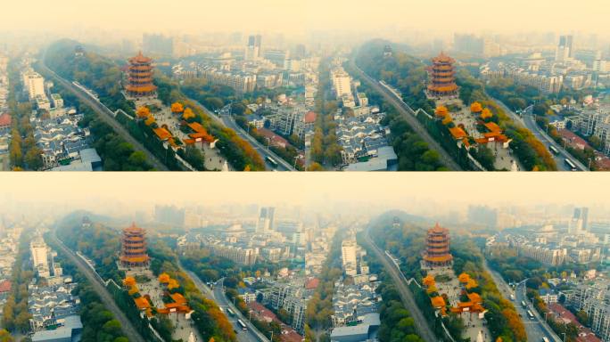 武汉黄鹤楼鸟瞰图武汉市地标人文景观江南三