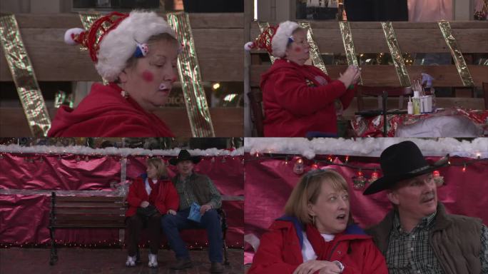 美国 牛仔小镇购物 圣诞节 圣诞装扮的人