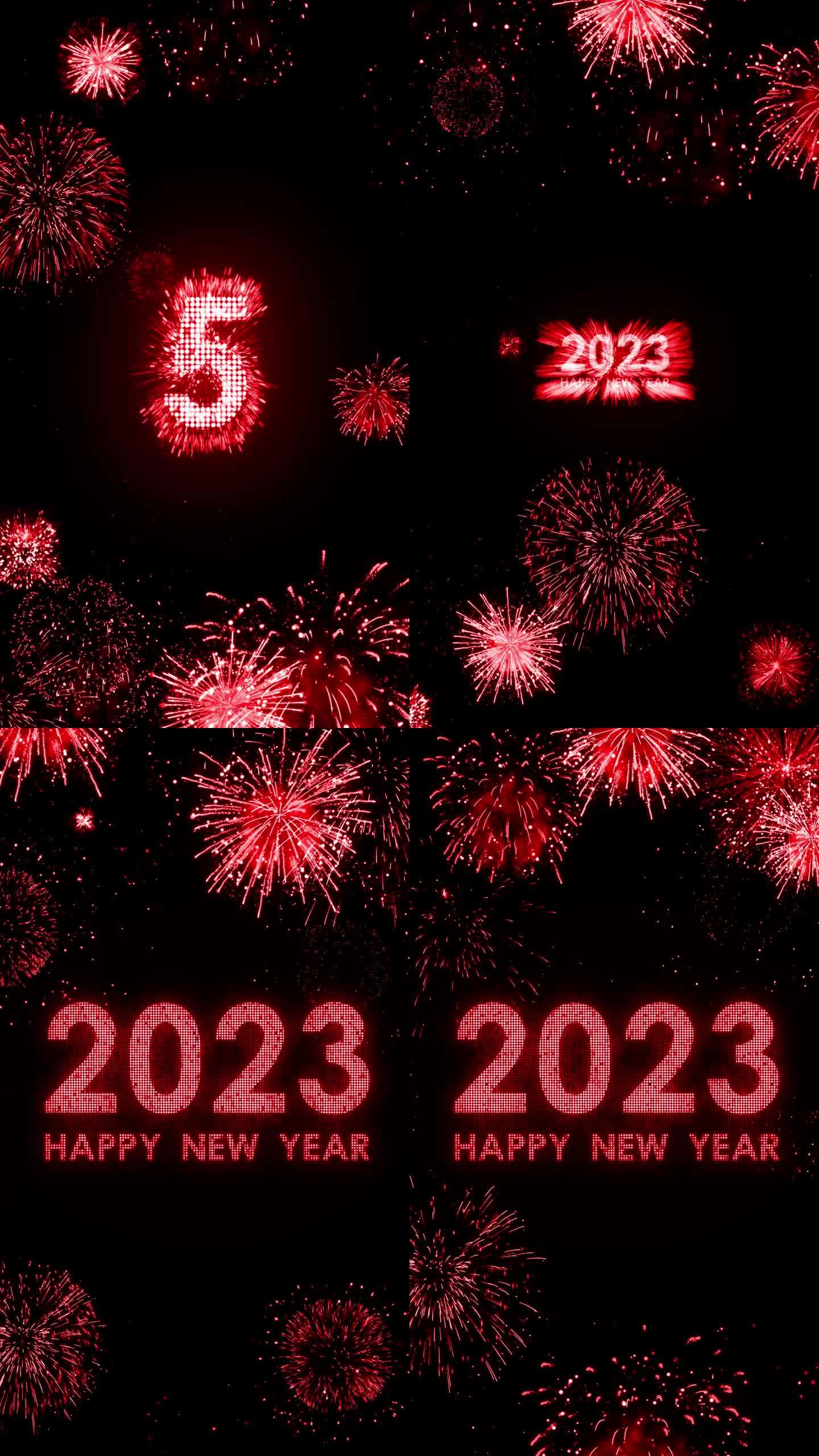 2023红色烟花跨年粒子爆炸倒计时竖屏