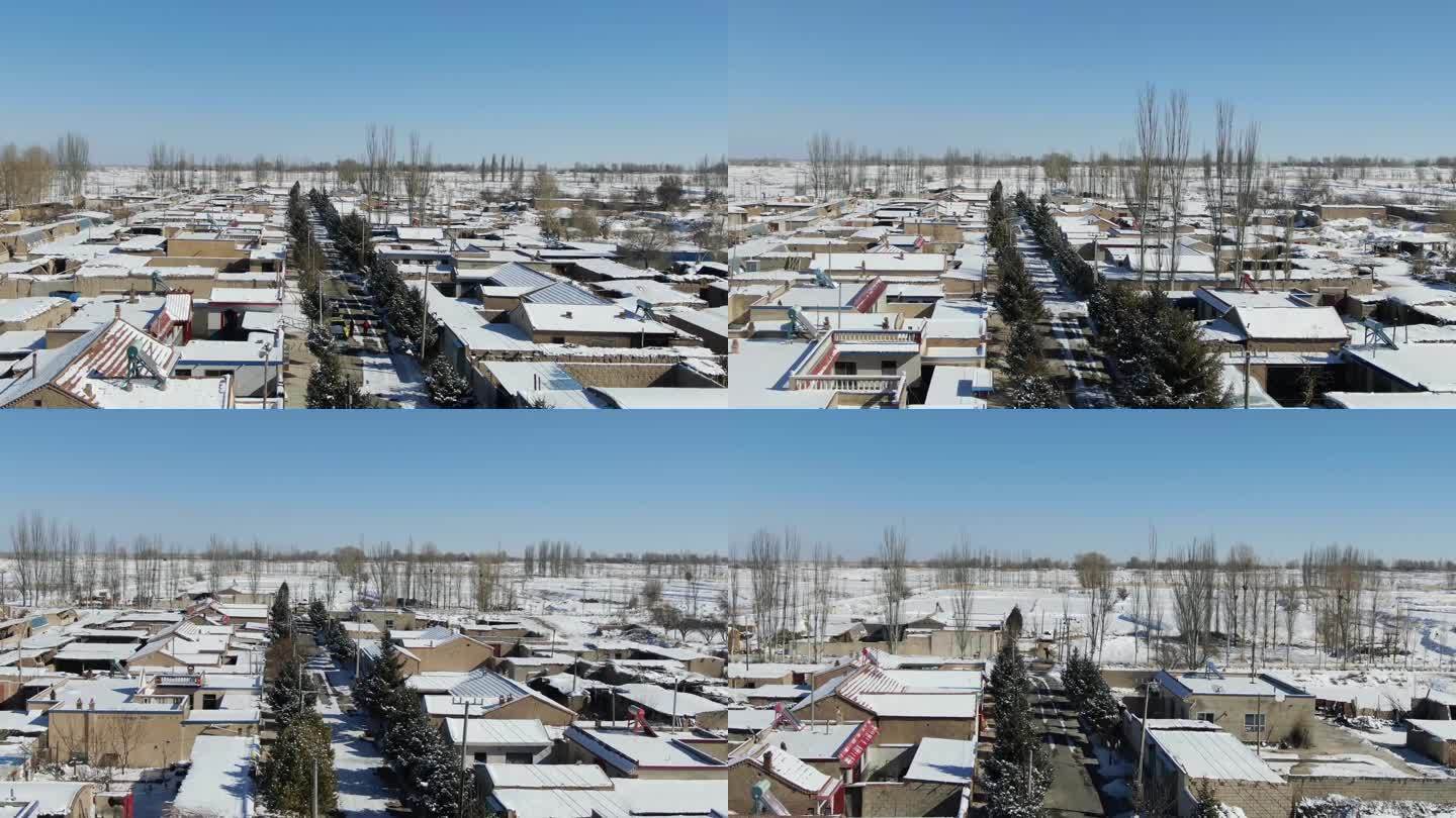 甘肃西北农村冬天雪景