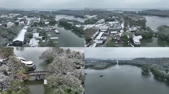 杭州西湖茅家埠雪景