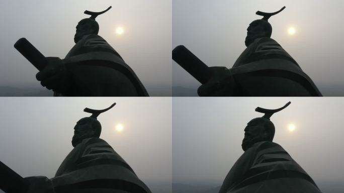 航拍 永城 大汉雄风 巨型刘邦雕像 推进