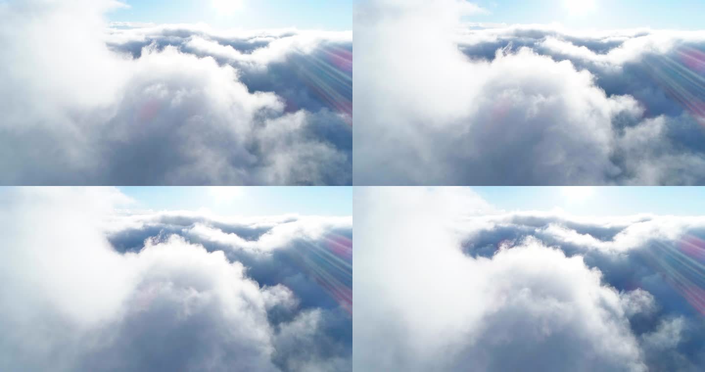 唯美天空云雾缭绕穿越云朵飞行视角