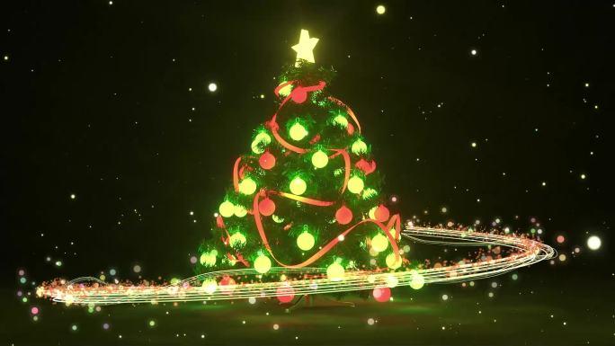 C4D+AE圣诞树粒子光线旋转