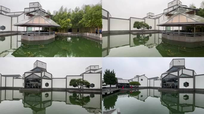 苏州博物馆 水面倒影 一