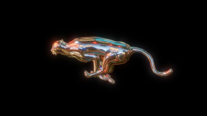 赛博朋克元宇宙豹子奔跑透明通道素材