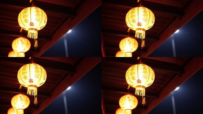 晚上，日本手工制作的纸灯笼