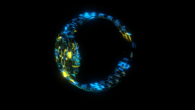 朋克风全息机械手表透明通道素材