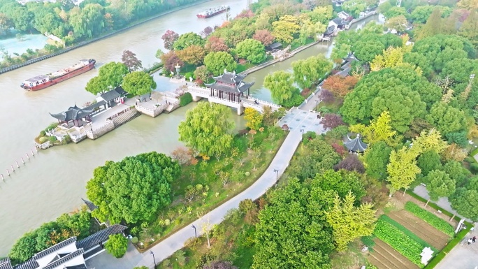 航拍苏州市京杭运河