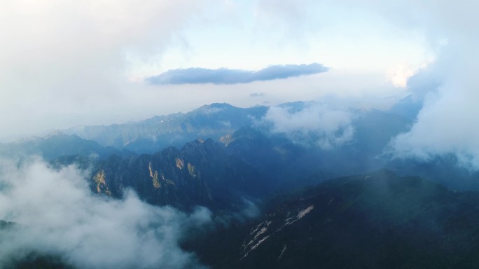 陕西宝鸡太白山5A景区云海航拍