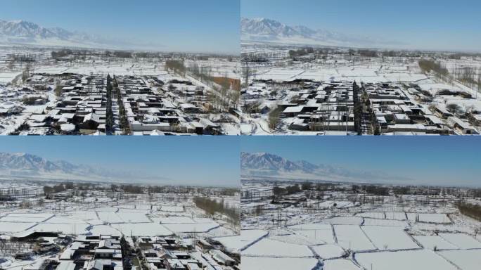 西北甘肃河西农村雪景