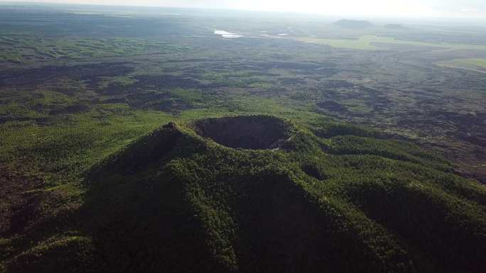 火山地貌航拍 火山丘实拍