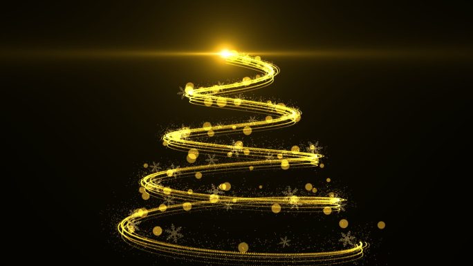 金色环绕圣诞树粒子