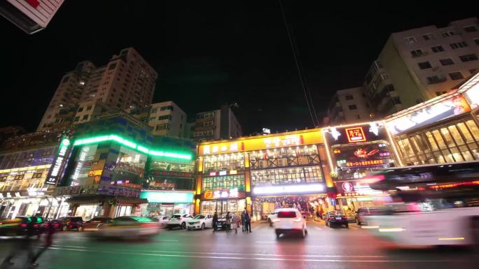 城市夜景昼夜街景延时 沈阳西塔街