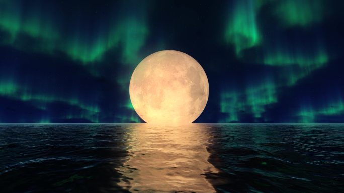 海上生明月极光之夜