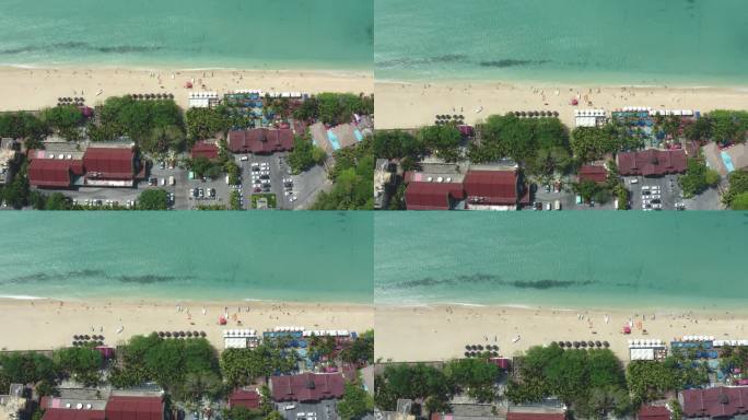 无人机鸟瞰中国海南三亚海滩。