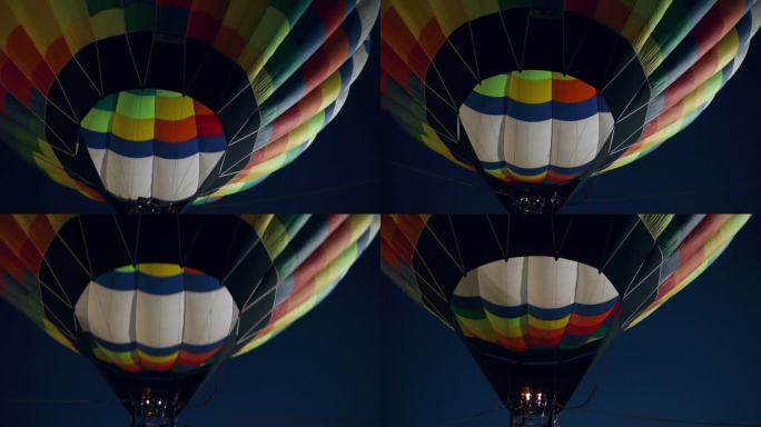 热气球在夜晚亮起极限挑战喷出晚上