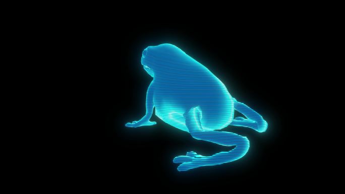 蓝色全息线框青蛙动画 【带通道】
