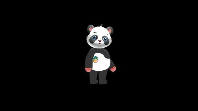 熊猫动物ip吉祥物卡通说话走路ae模板