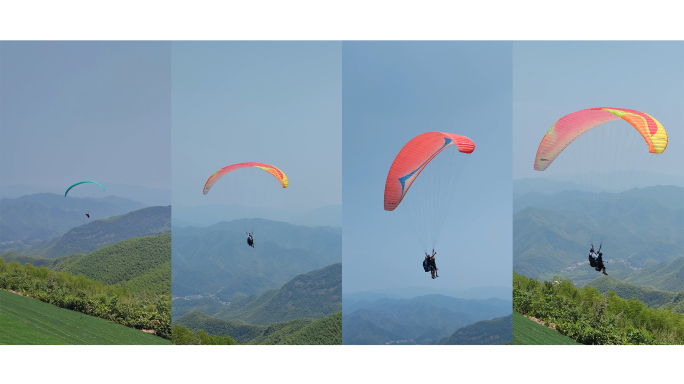 滑翔伞极限运动竖屏实拍