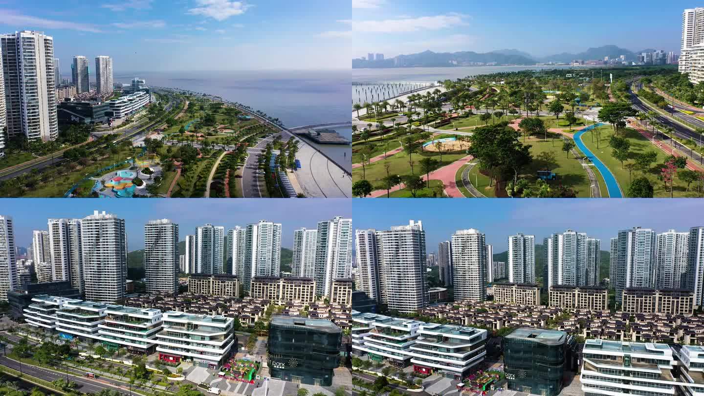 唐家半岛航拍珠海绿化城市建设格力海岸空境