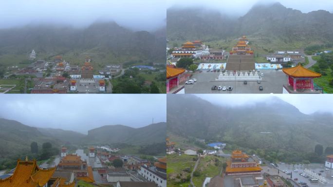 雨中贺兰山南寺广宗寺风光