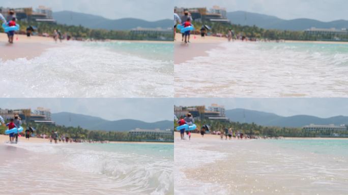 海浪冲撞海滩海边海水海滩沙滩