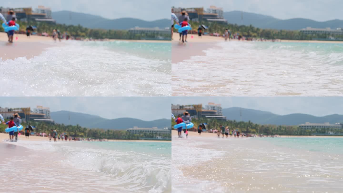 海浪冲撞海滩海边海水海滩沙滩