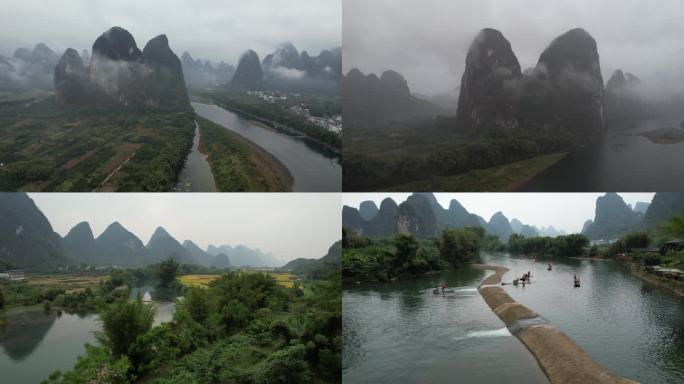 广西揭阳桂林风景航拍4K