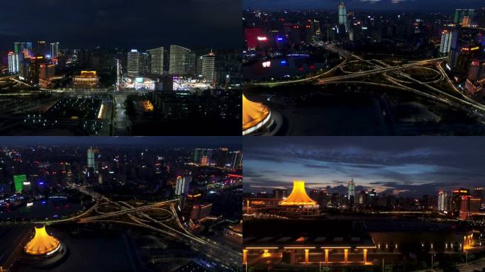4K广西南宁夜景航拍素材