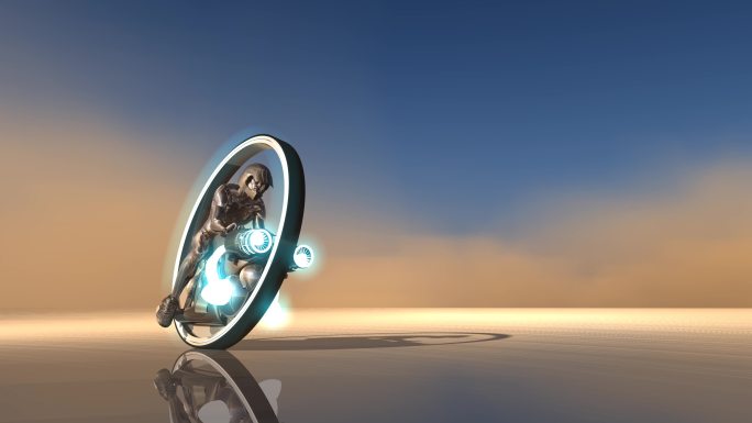 单轮概念摩托车3d特效建模