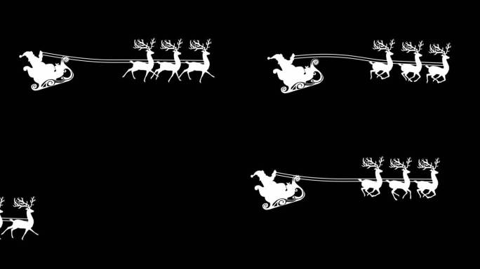 圣诞老人雪橇 送礼物 麋鹿